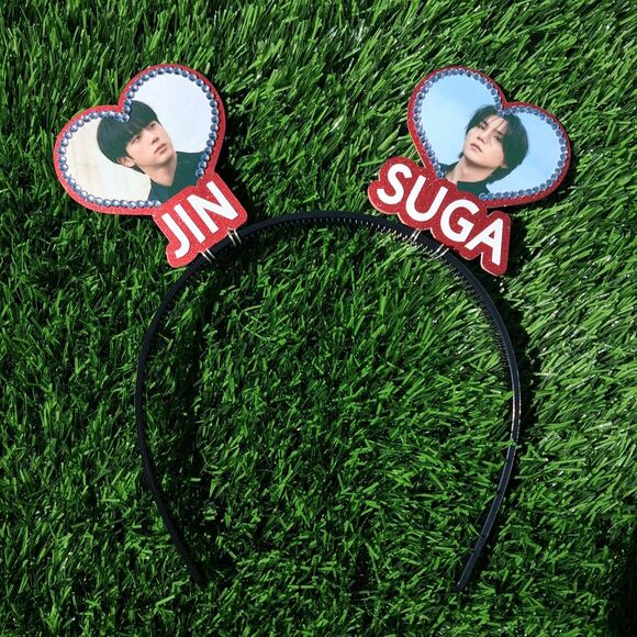 BTS Headband Heart Multi Bias 2 or 3 Member Concert Hair Banner NEW CUSTOM main image 4